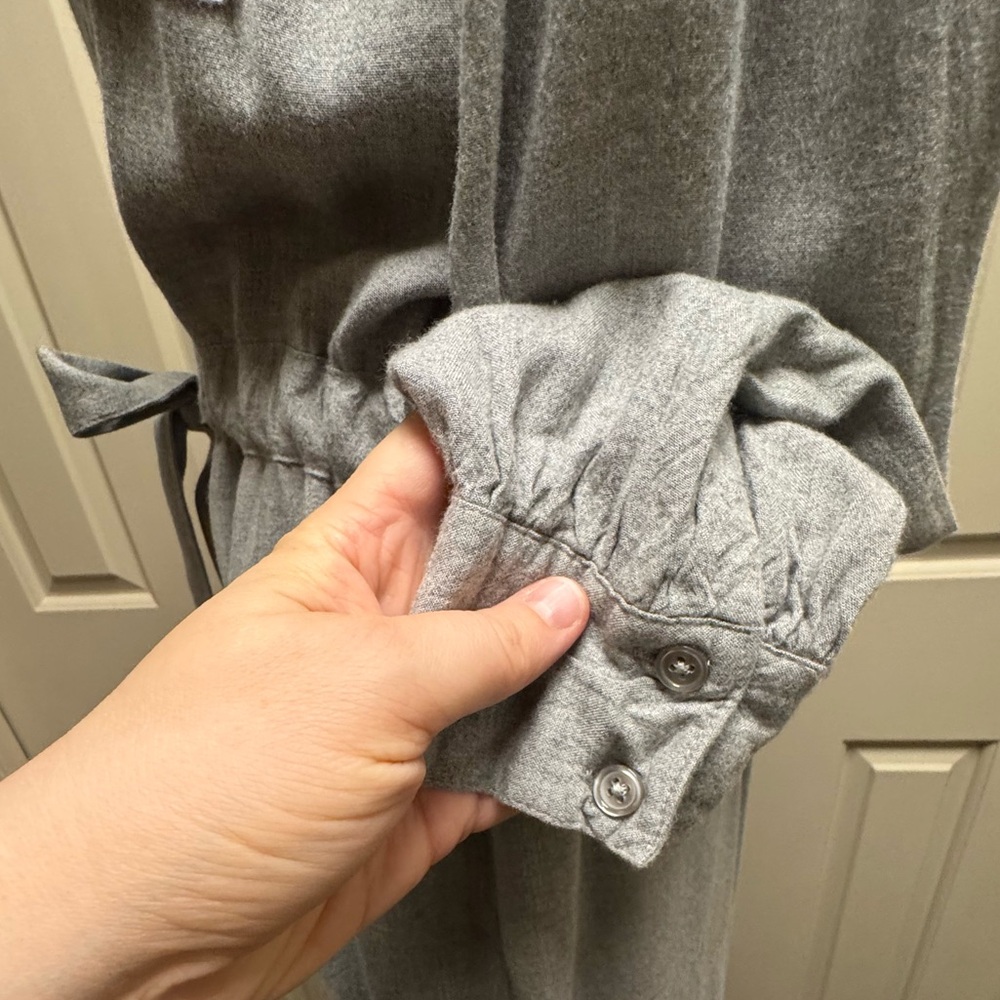 A New Day Gray Soft Flannel Shirt Dress w/Adjustable Waist & Covered Buttons XL - Picture 8 of 11